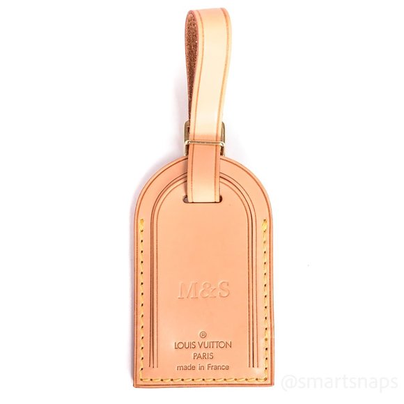 Authentic LOUIS VUITTON Vachetta leather Luggage Name Tag - M & S